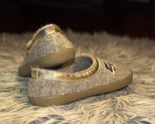 Bosonogi copati Crop (naravna z zlato) | Proalp obutev